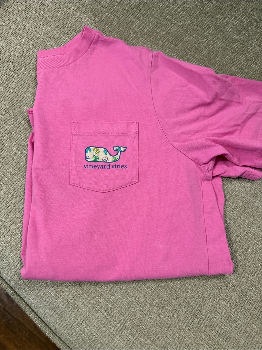 Vineyard Vines Kids Hot Pink Pocket Tee with Whale Logo